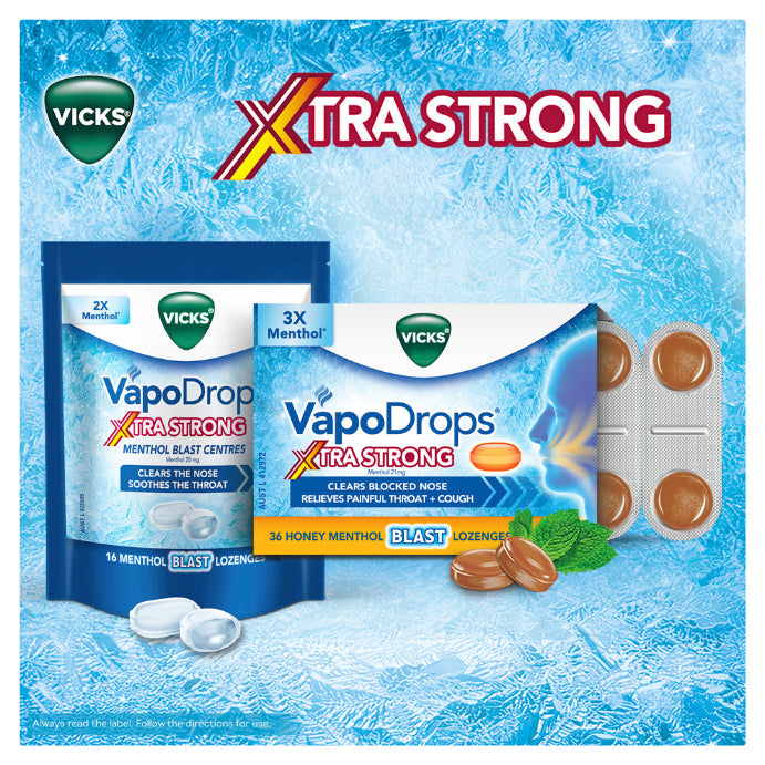 Vicks Vapodrops Xtra Strong Honey Menthol 36 Lozenges