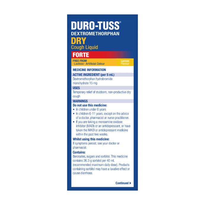 Duro-tuss Dry Cough Liquid Forte 125ml - Cutprice Online