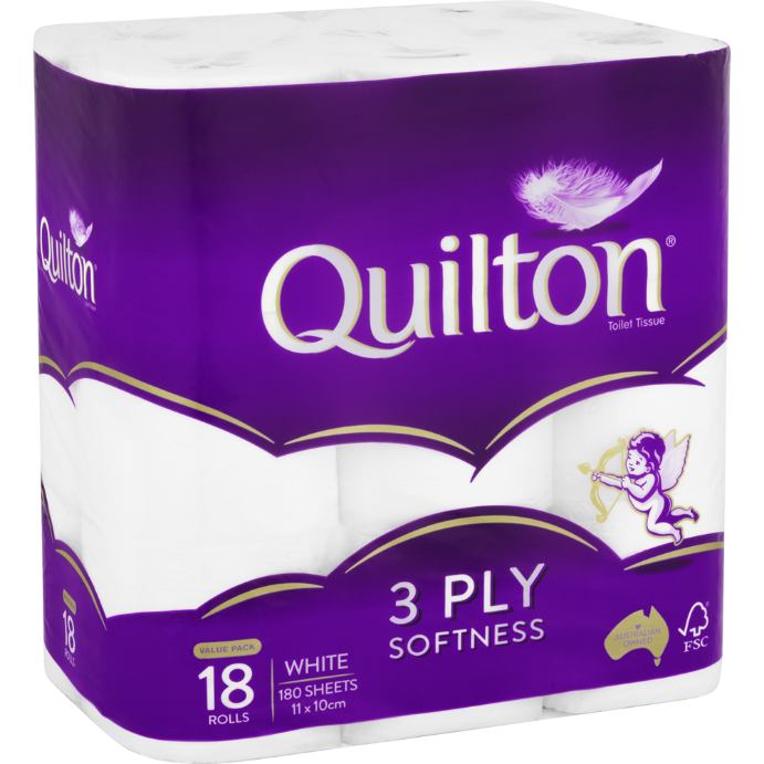 Quilton Classic White 3ply Toilet Tissue 18 Pack
