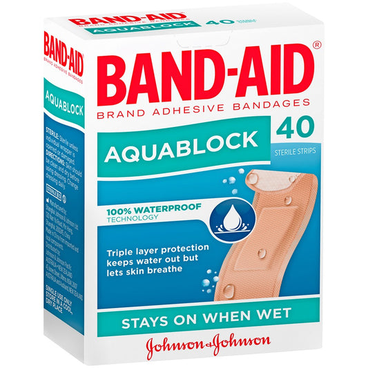 Band-aid Waterproof Aquablock Sterile Strips 40 Pack - Cutprice Online