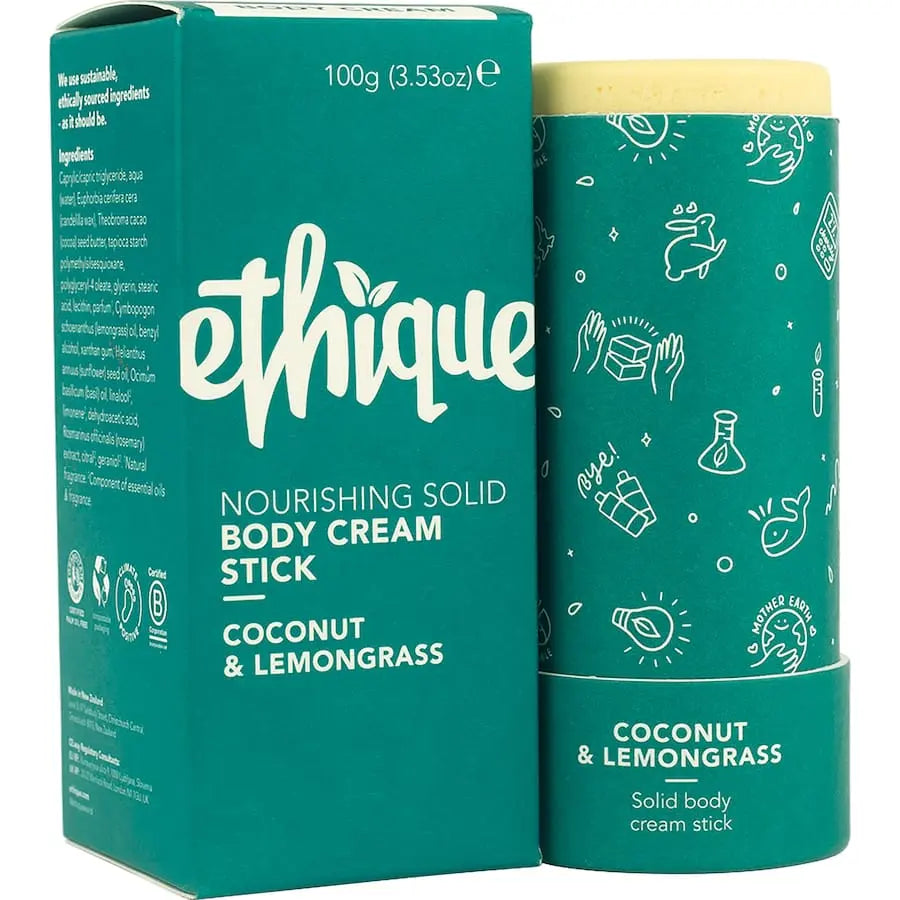 ETHIQUE Solid Body Cream Stick Coconut & Lemongrass 100g ETHIQUE