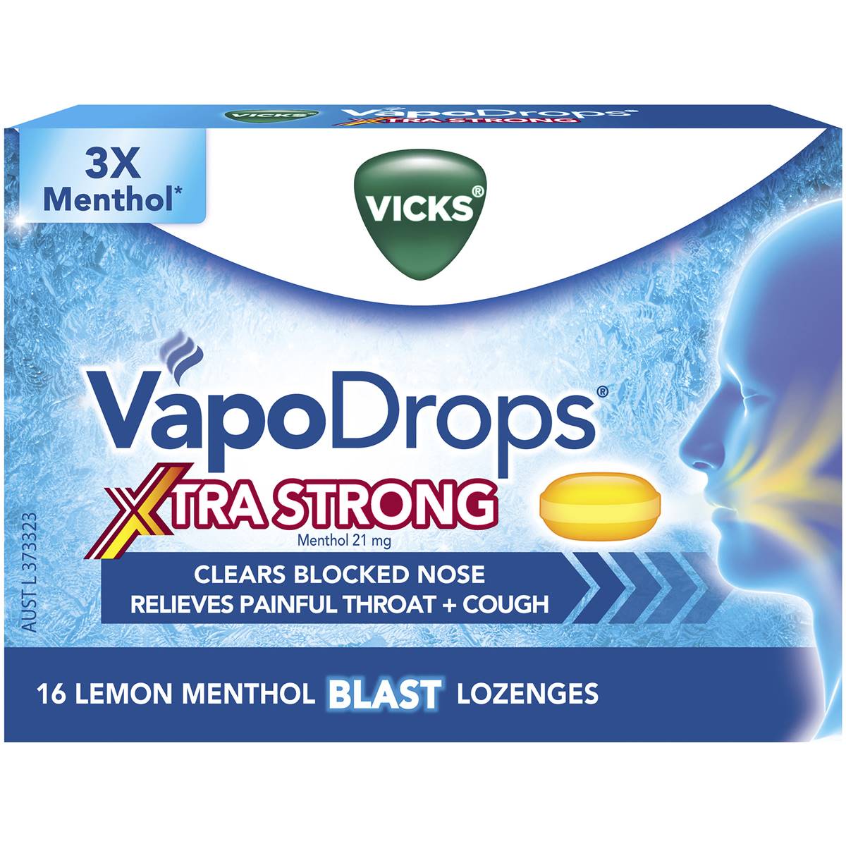 Vicks Vapodrops Xtra Strong Lemon Menthol Blast 16PK - Cutprice Online