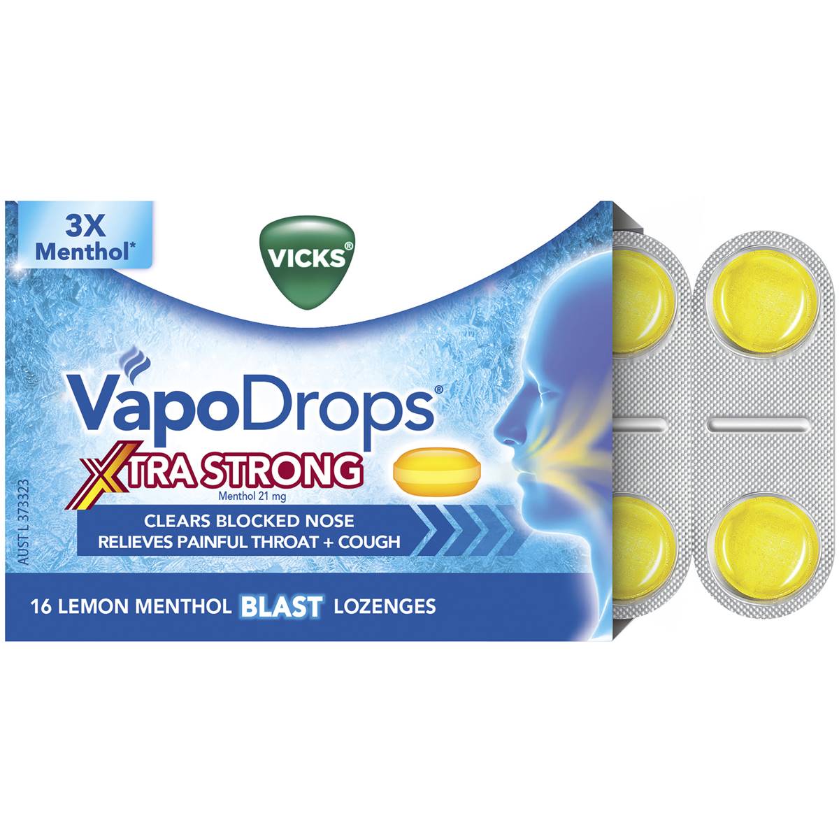 Vicks Vapodrops Xtra Strong Lemon Menthol Blast 16PK - Cutprice Online