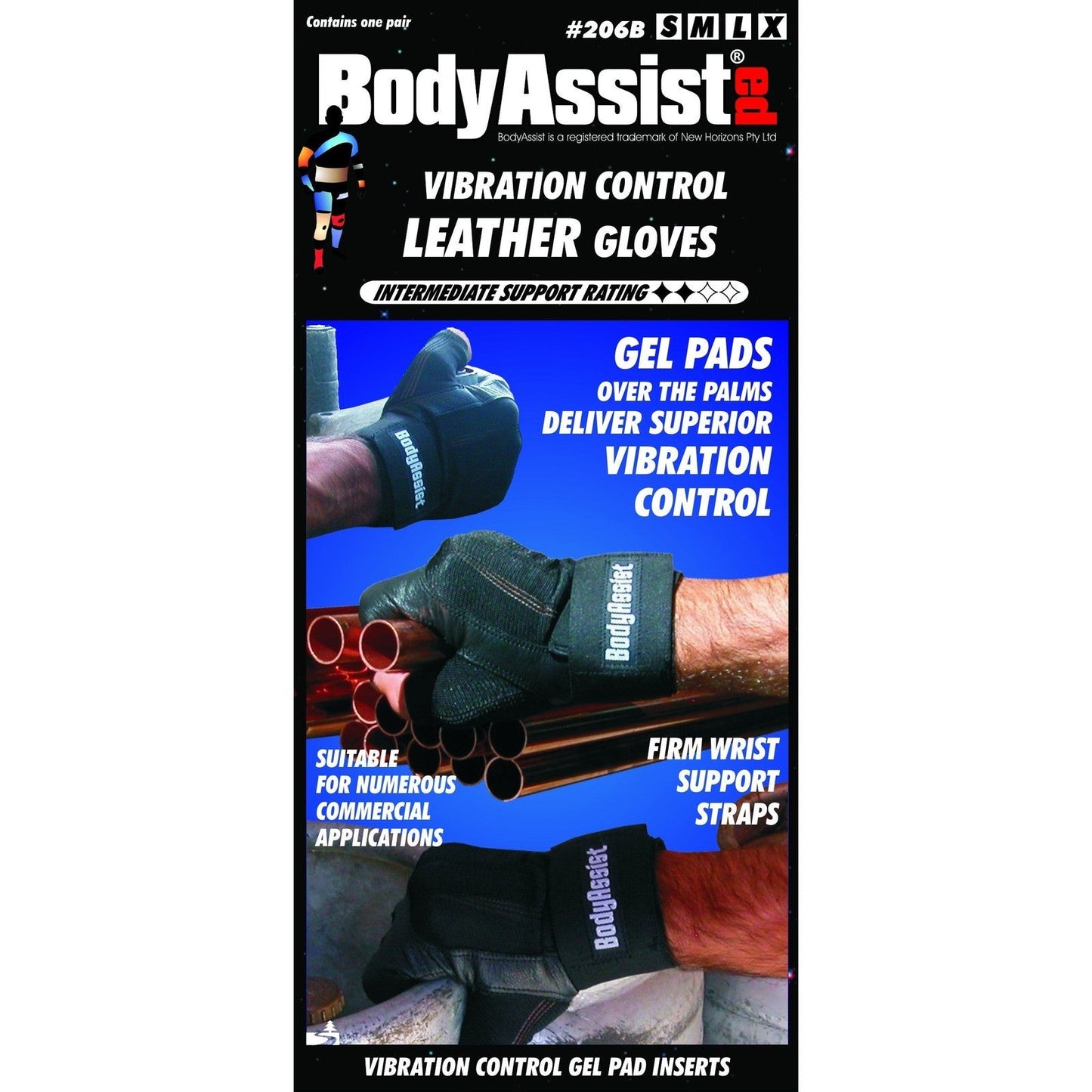 Body Assist Shock Absorbing Leather Half Gloves (Pair) - Cutprice Online