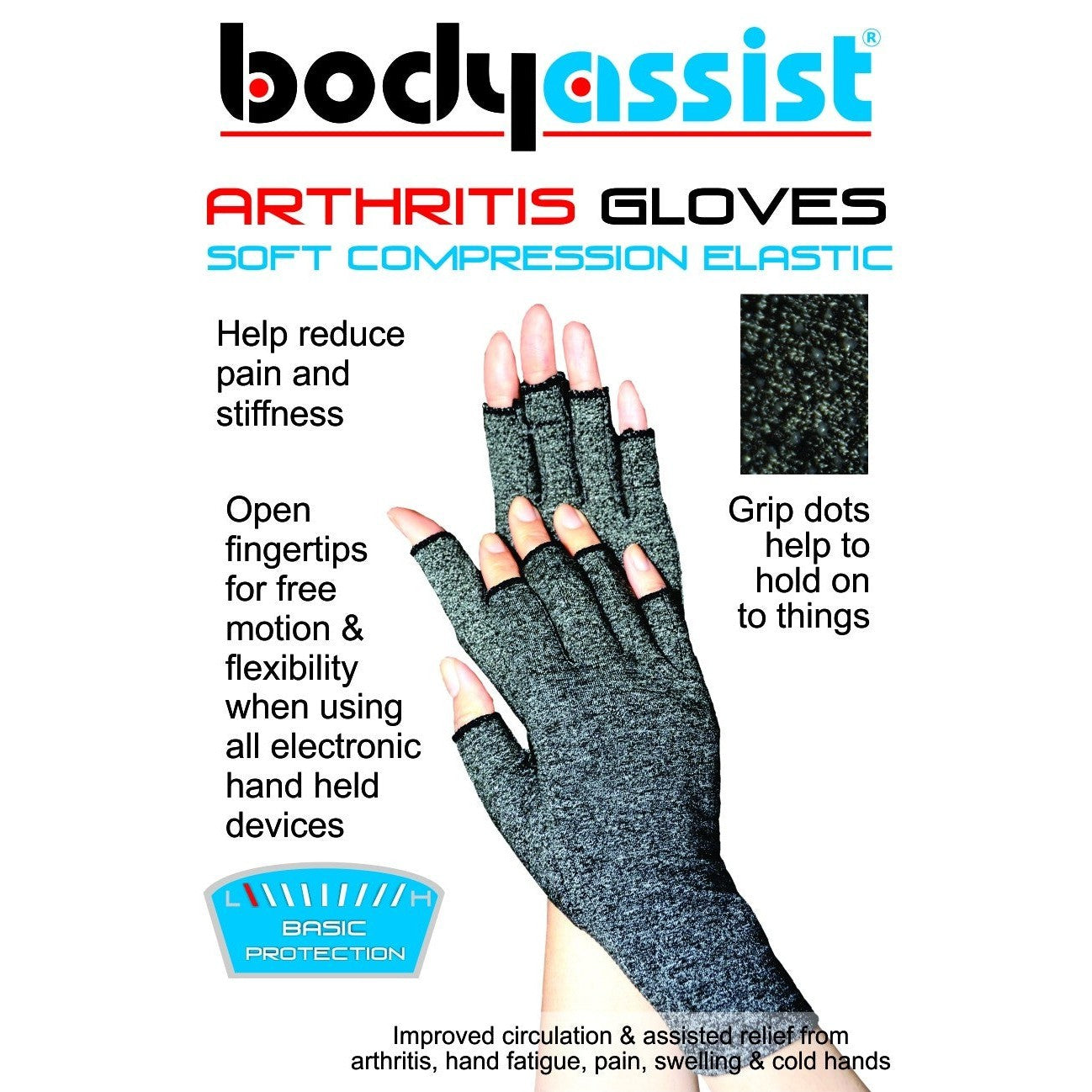 Body Assist Soft Compression Arthritis Gloves Grey (Pair) - Cutprice Online