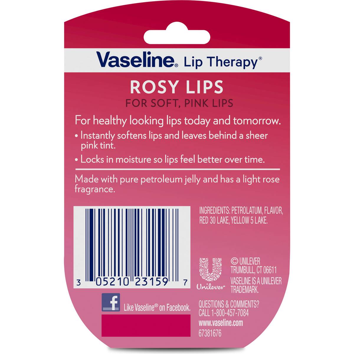 Vaseline Lip Care Tub Rosy 7g - Cutprice Online