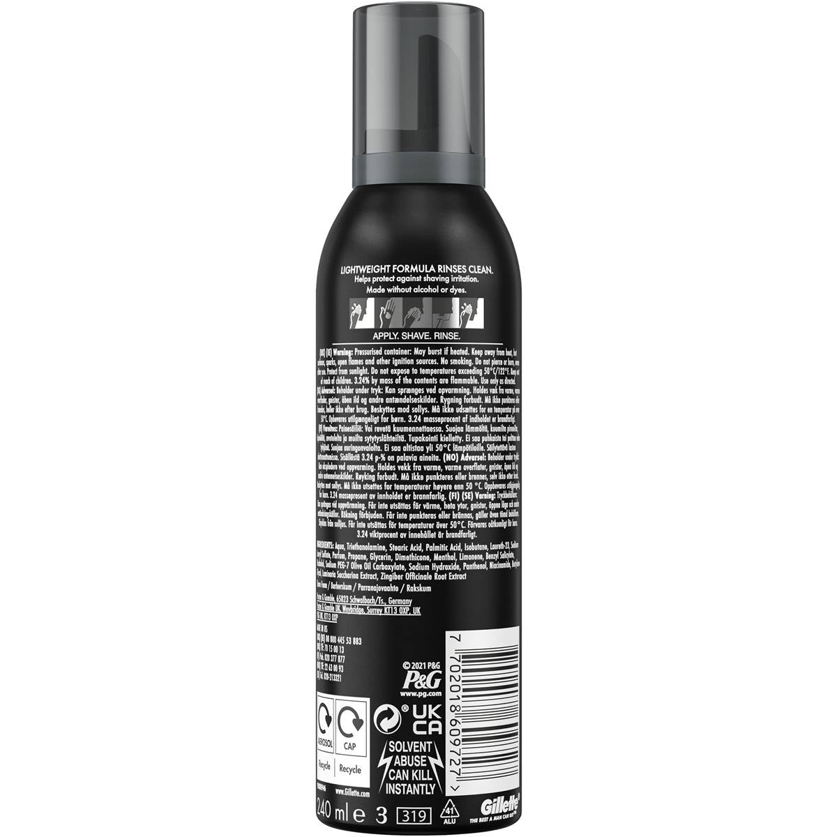 Gillette Quick Rinse Shave Foam With Vitamin B3 & Sea Kelp 240ml - Cutprice Online