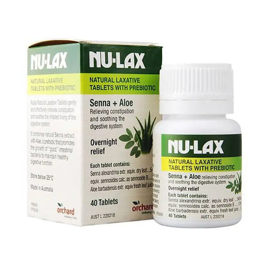 Nu-lax Natural Laxative Tablets With Prebiotic Senna + Aloe 40 Tablets NU-LAX