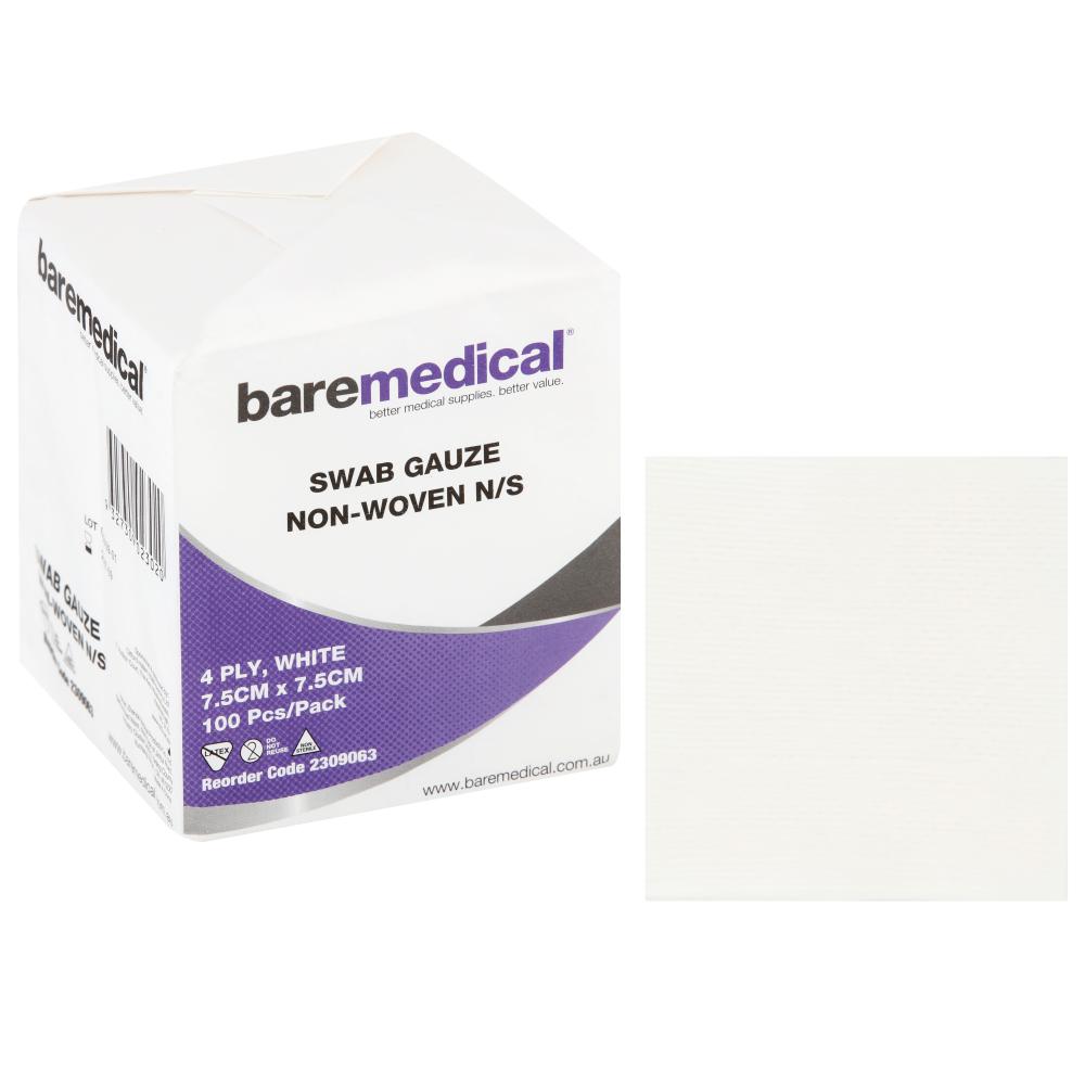 BAREMEDICAL SWAB GAUZE 7.5CM X 7.5CM N/S 100PCS
