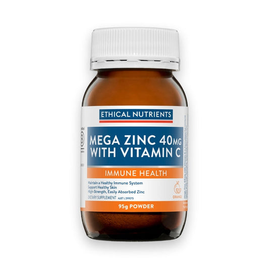 Ethical Nutrients Mega Zinc 40MG with Vitamin C Orange 95g