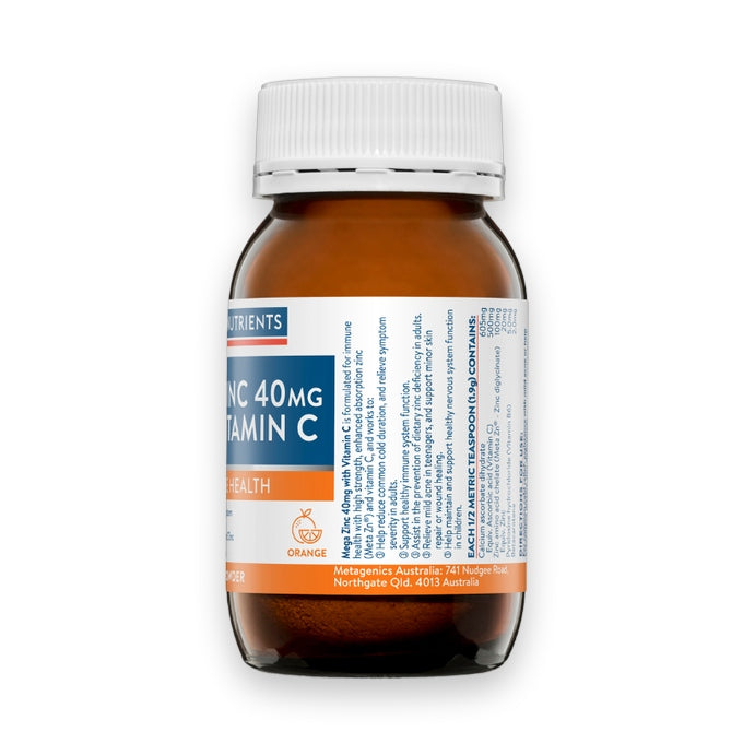 Ethical Nutrients Mega Zinc 40MG with Vitamin C Orange 95g