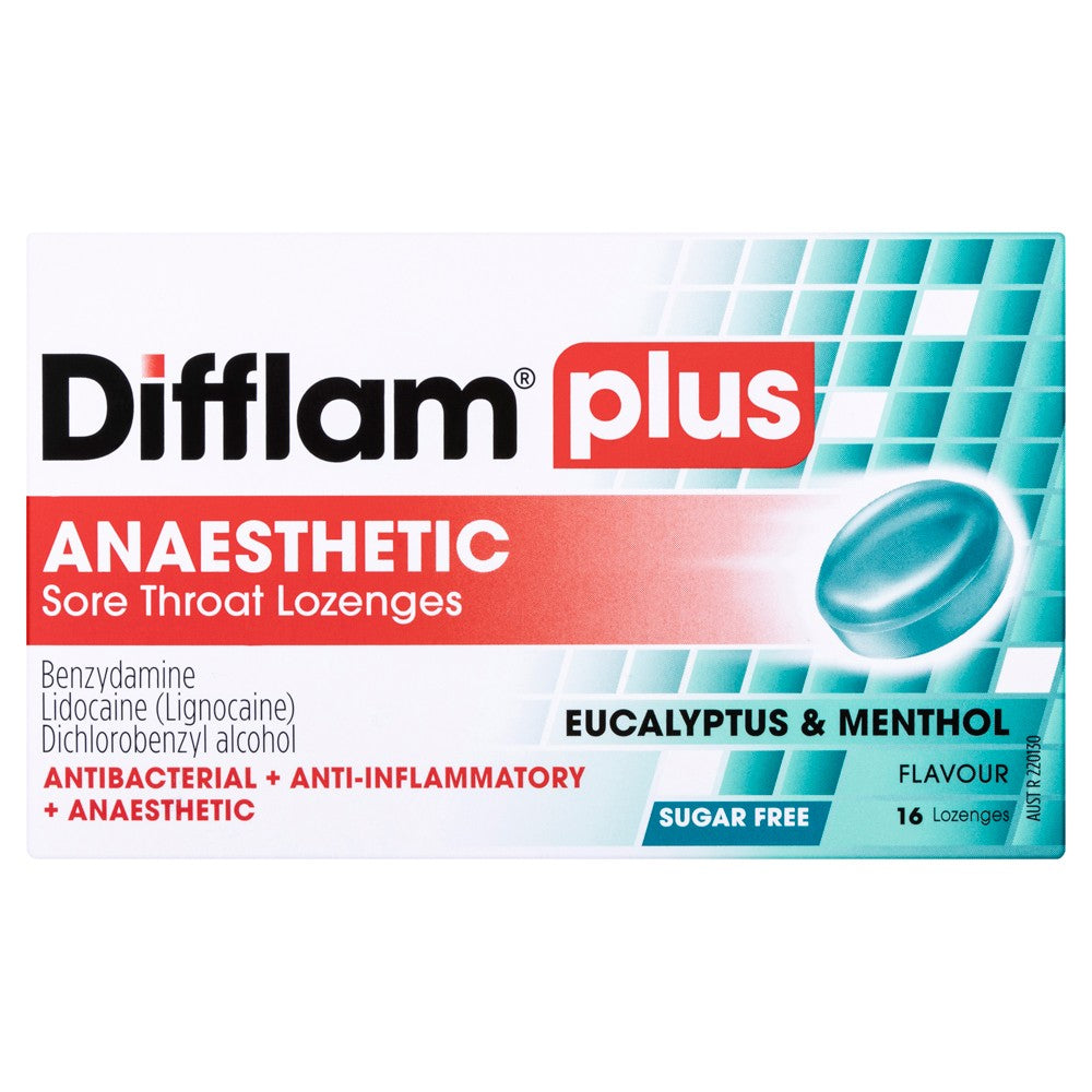 Difflam PLUS Menthol And Eucalyptus 16 Lozenges - Cutprice Online