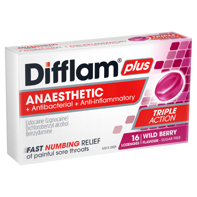 Difflam PLUS Berry Sugarfree 16 Lozenges