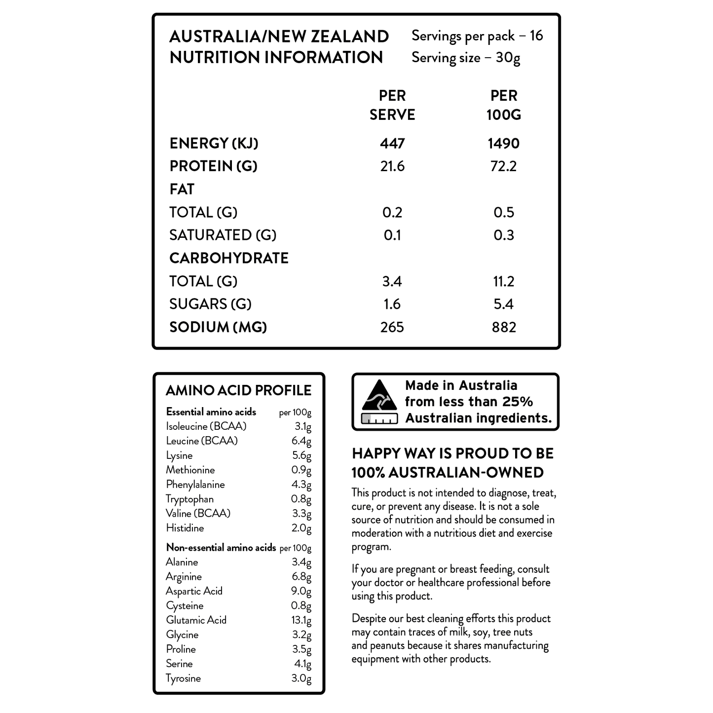 Happy Way Vegan Protein Powder Vanilla 1kg HAPPY WAY