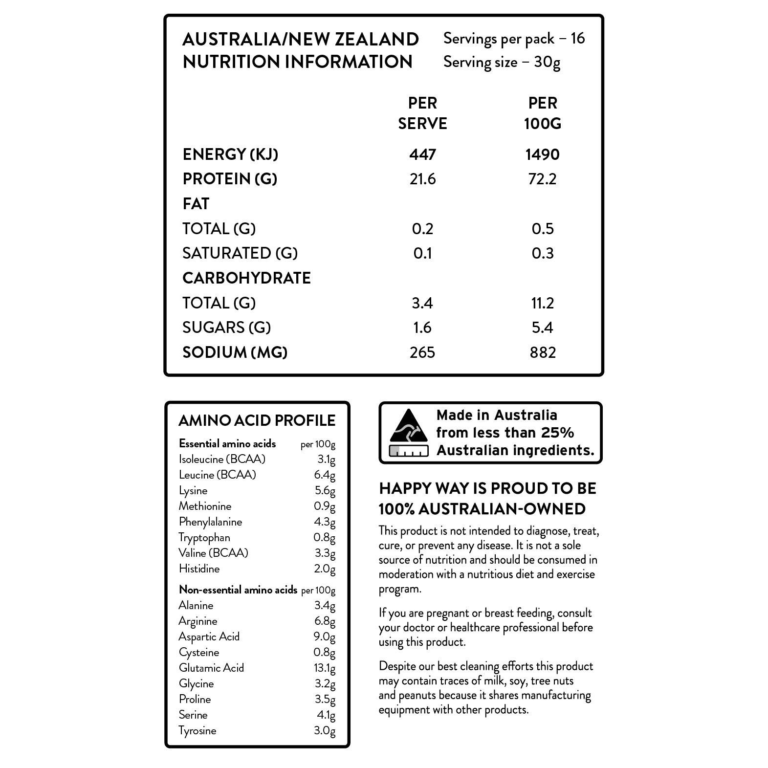Happy Way Vegan Protein Powder Vanilla 1kg HAPPY WAY