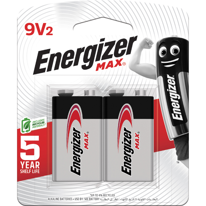 Energizer Max 9v Batteries 2 Pack