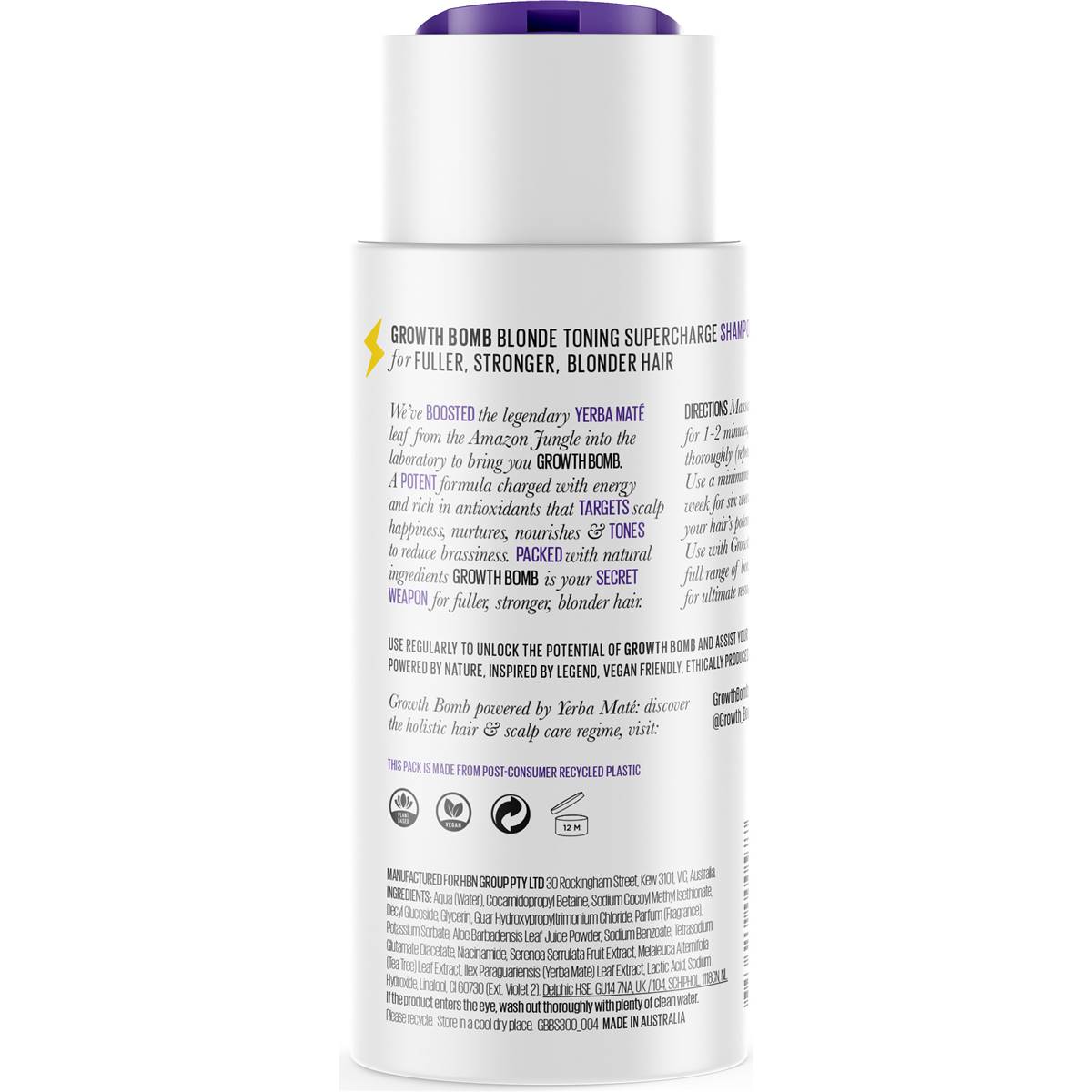 Growth Bomb Blonde Colour Enhancing Shampoo 300ml - Cutprice Online