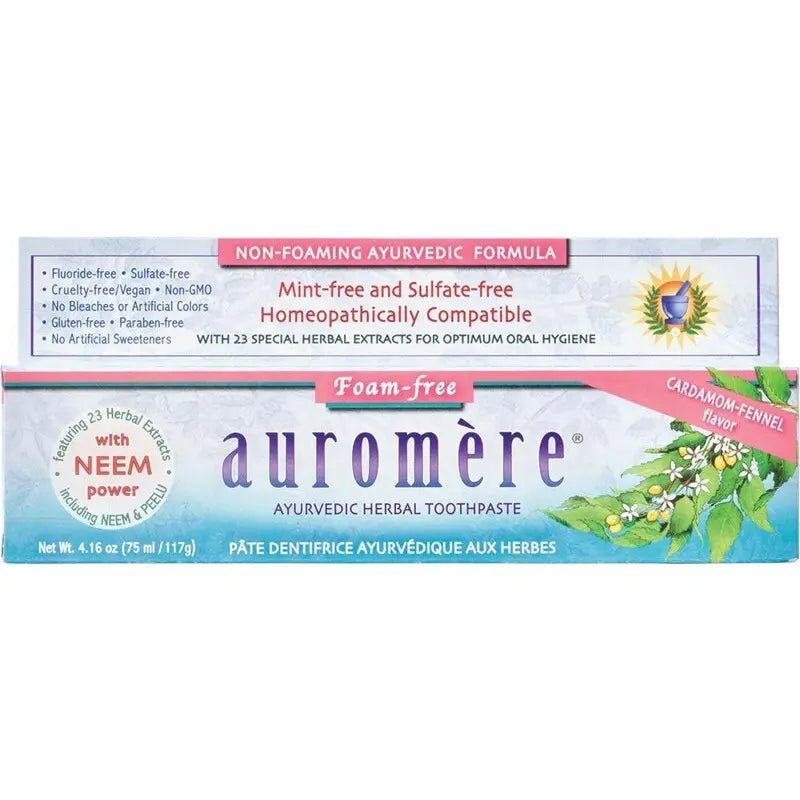 Auromere Toothpaste Ayurvedic Cardamom Fennel Fluoride Free 117g AUROMERE