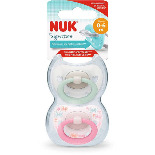 Nuk Signature Soother 0-6 Months 2 Pack (Assorted Colours) - Cutprice Online
