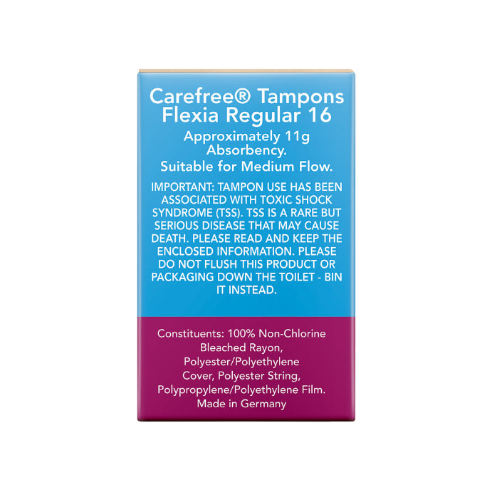 Carefree Tampons Flexia Regular 16 Pack - Cutprice Online