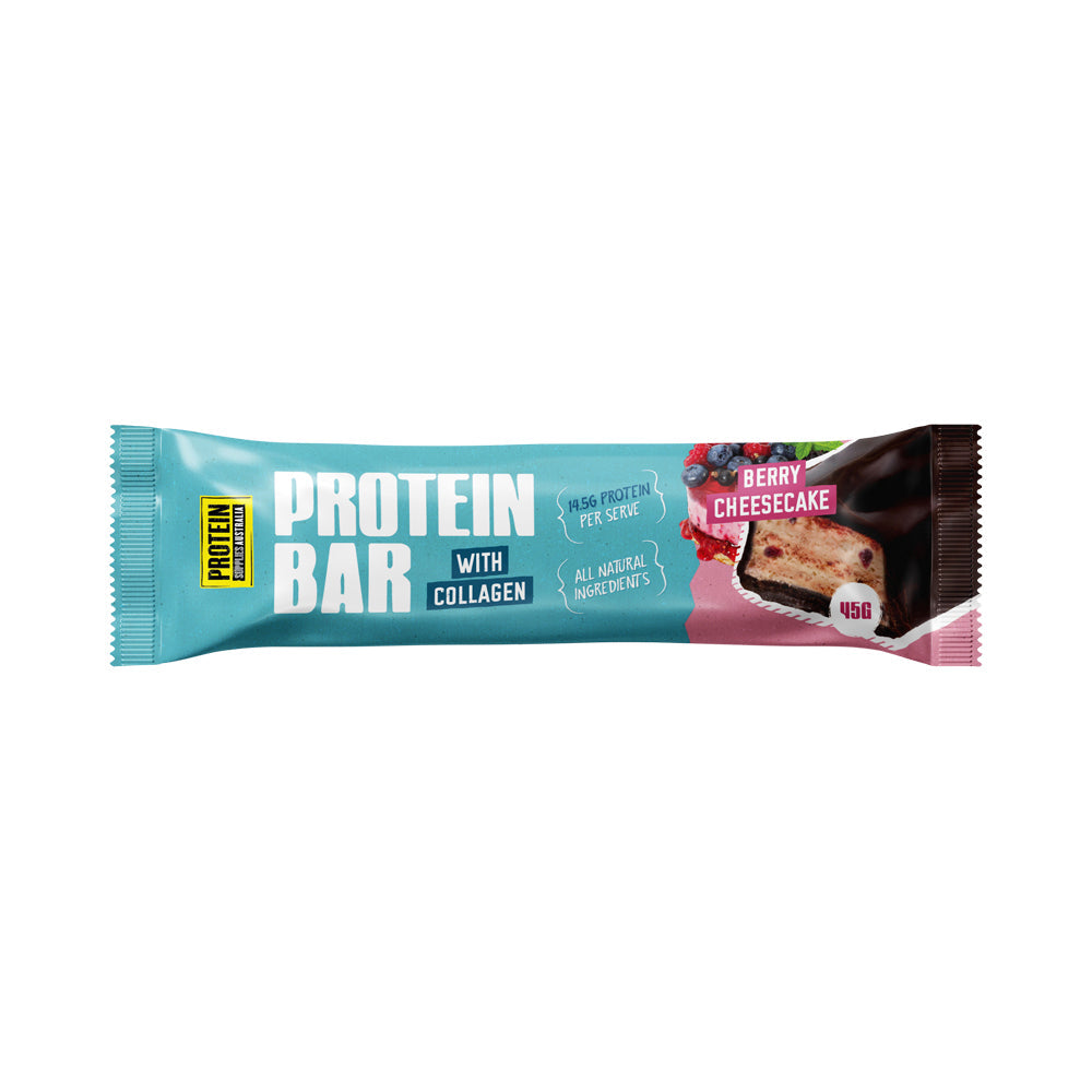 Protein Supplies Australia Protein Bar With Collagen Berry Cheesecake 45g X 12pk