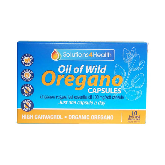 Solutions 4 Health Organic Oil of Wild Oregano Capsules 10vc SOLUTIONS 4 HEALTH