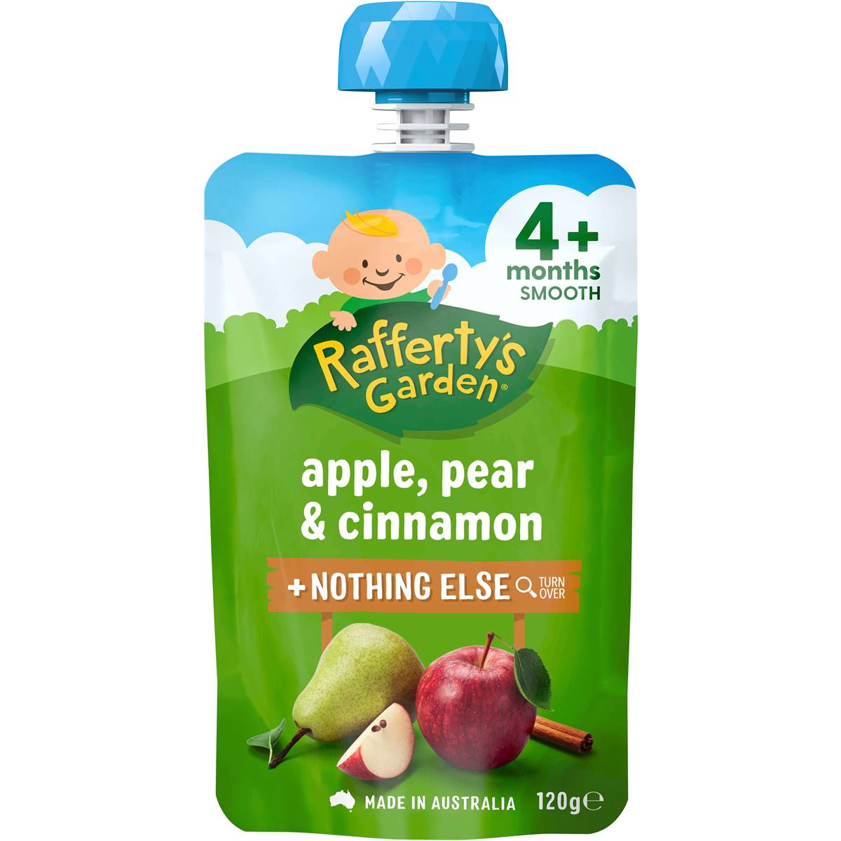 Raffertys Garden Baby Food Pouch Apple, Pear & Cinnamon 4+ Months 120g - Cutprice Online