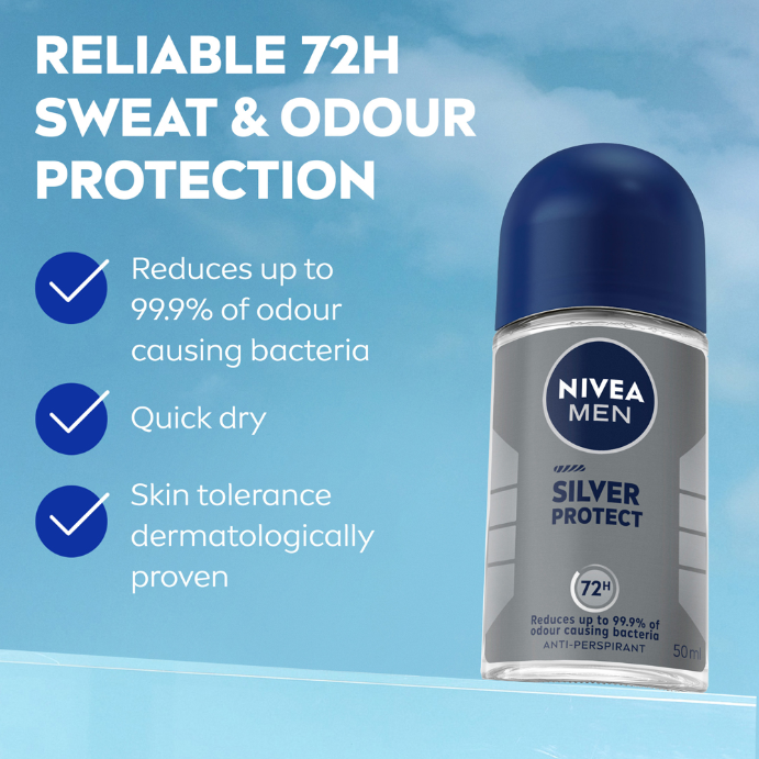 Nivea for Men Deodorant Roll On Silver Protect 50ml - Cutprice Online