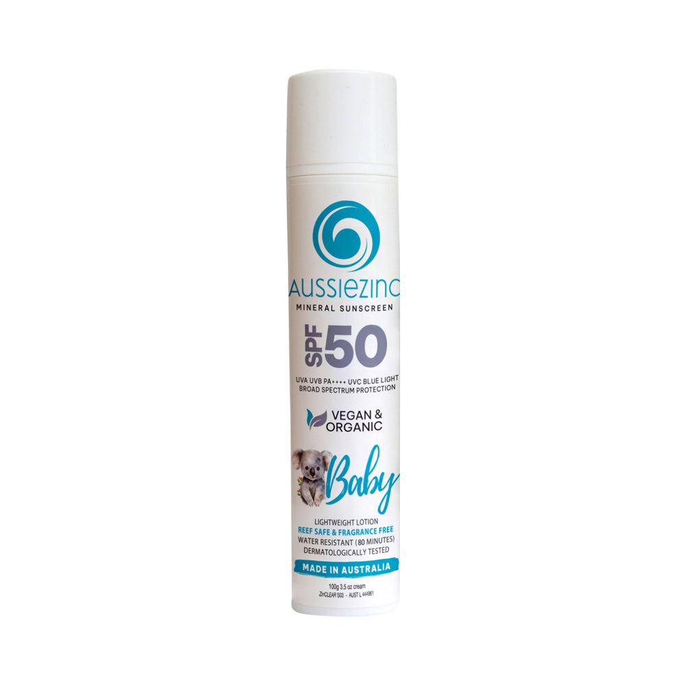 Aussiezinc Mineral Sunscreen Baby Spf50 Fragrance Free 100g