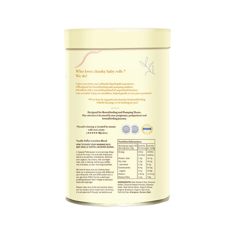 Mammas Milk Bar Vanilla Toffee Lactation Support Blend 500g