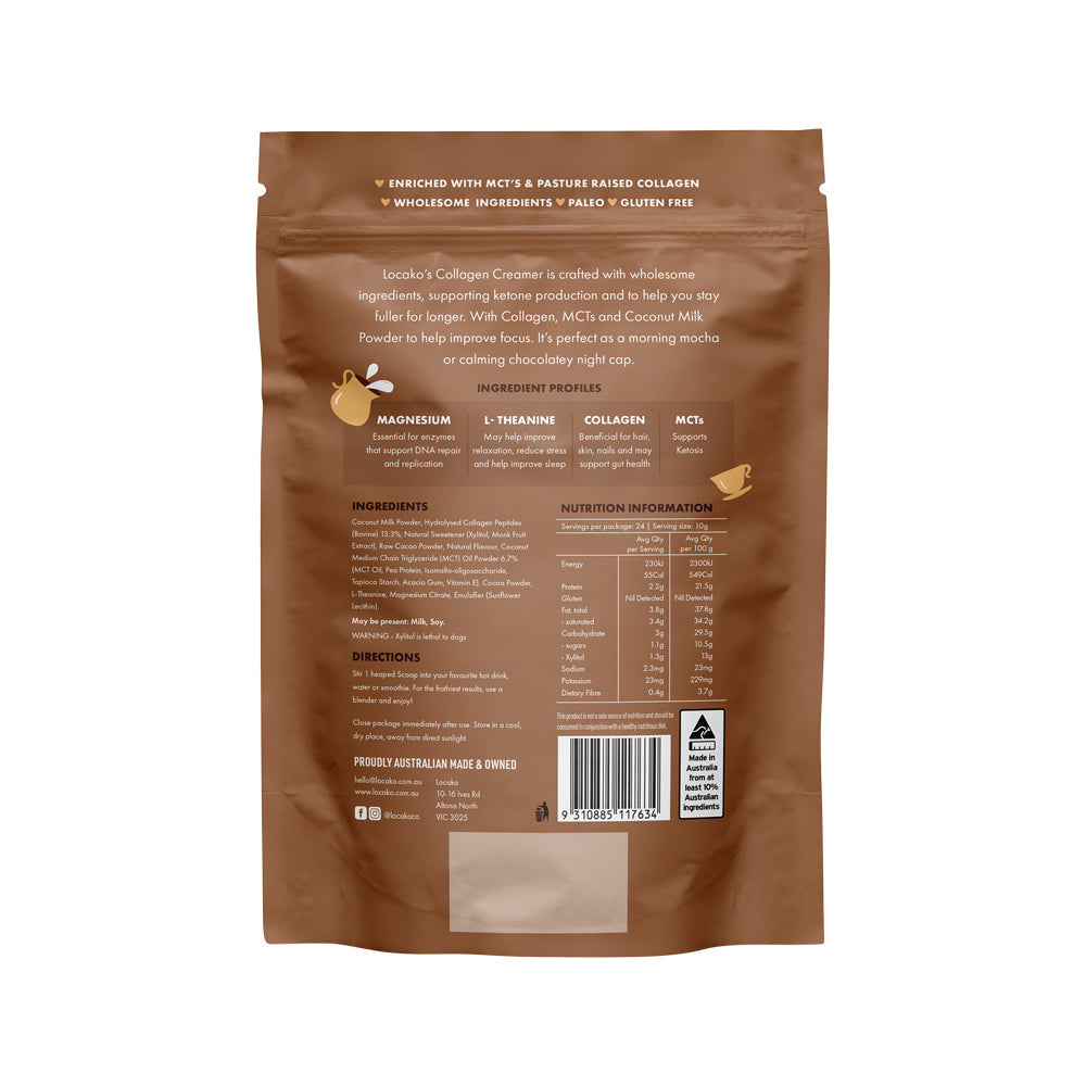 LOCAKO COLLAGEN CREAMER FOCUS DECADENT CHOCOLATE 240G