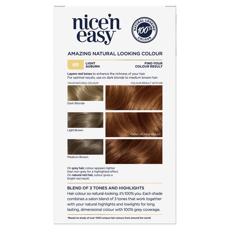 Clairol Nice & Easy 6R Natural Light Auburn Hair Colour - Cutprice Online