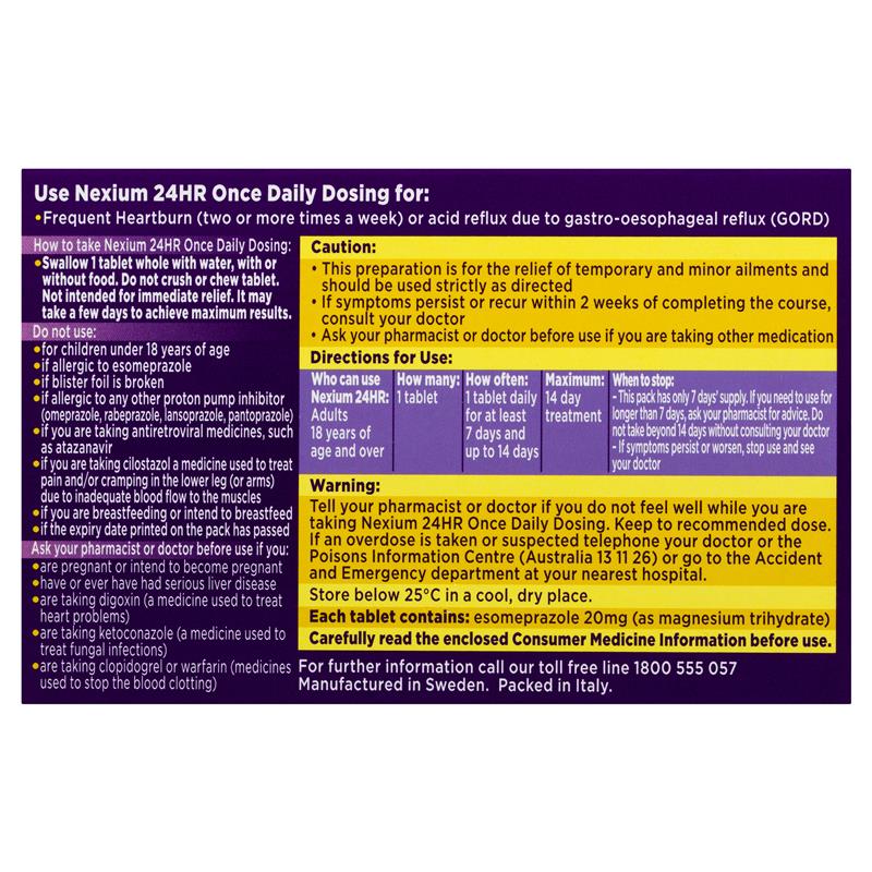 Nexium 24hr 20mg Tablets 7 - Cutprice Online