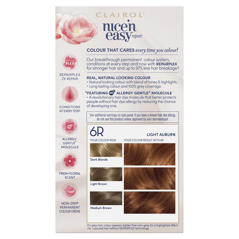 Clairol Nice N Easy Repair 6R Light Auburn Hair Colour - Cutprice Online