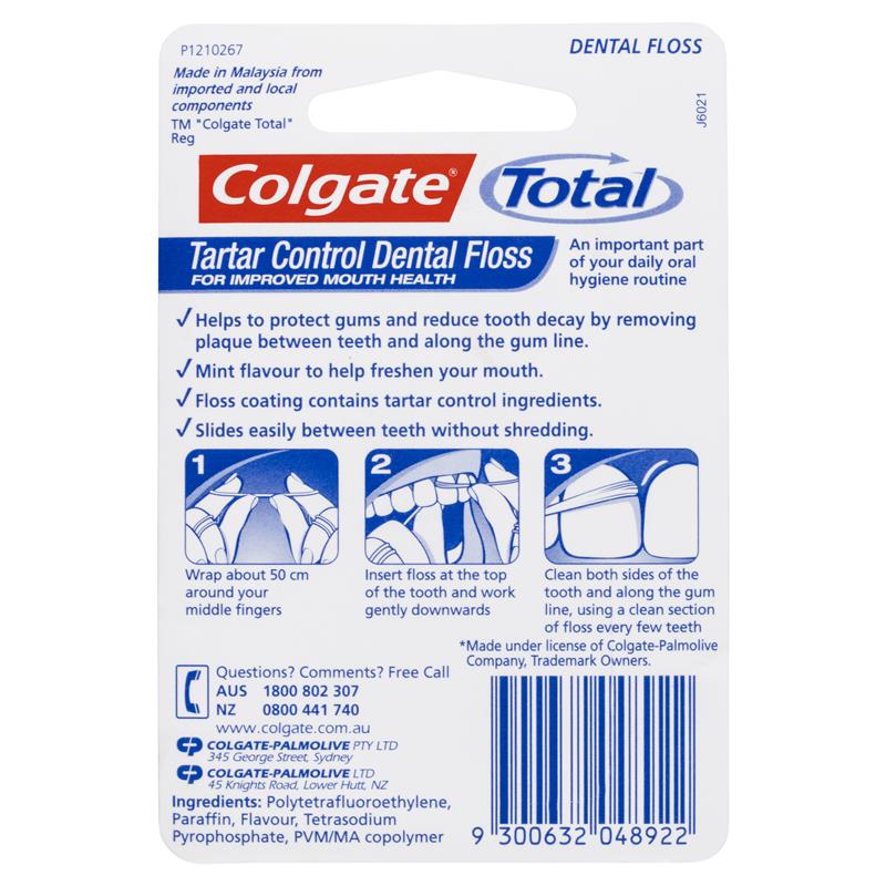 Colgate Total Tartar Control Durable Oral Care Dental Floss 25m - Cutprice Online
