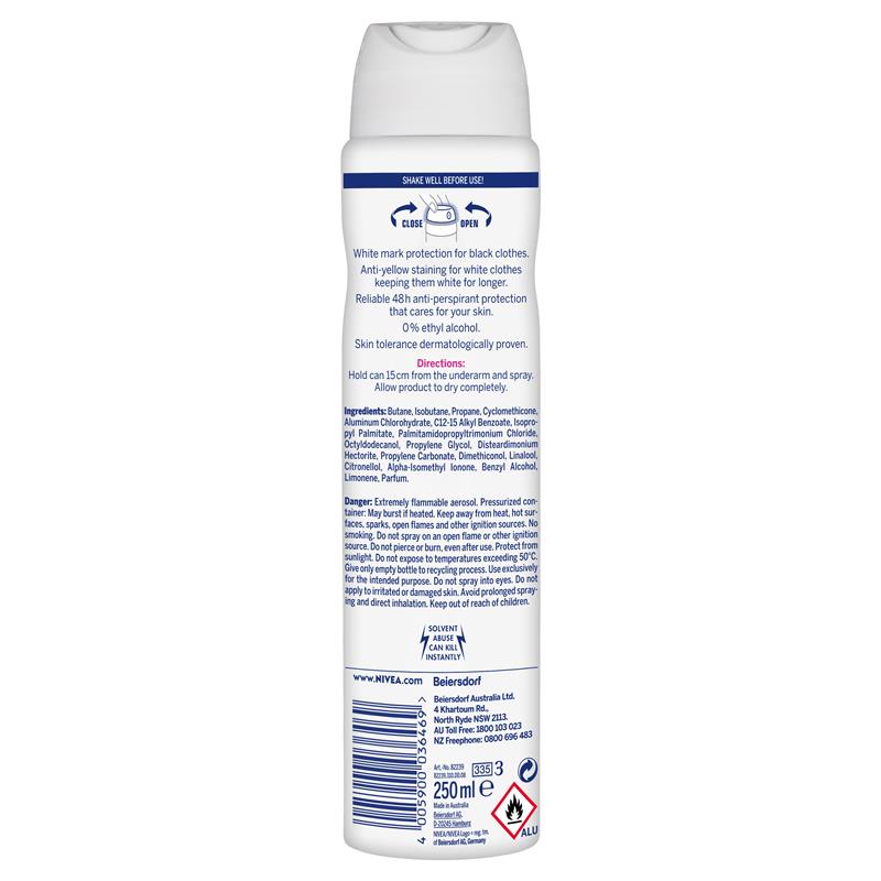 Nivea for Women Deodorant Aerosol Black & White Invisible Clear 250ml - Cutprice Online