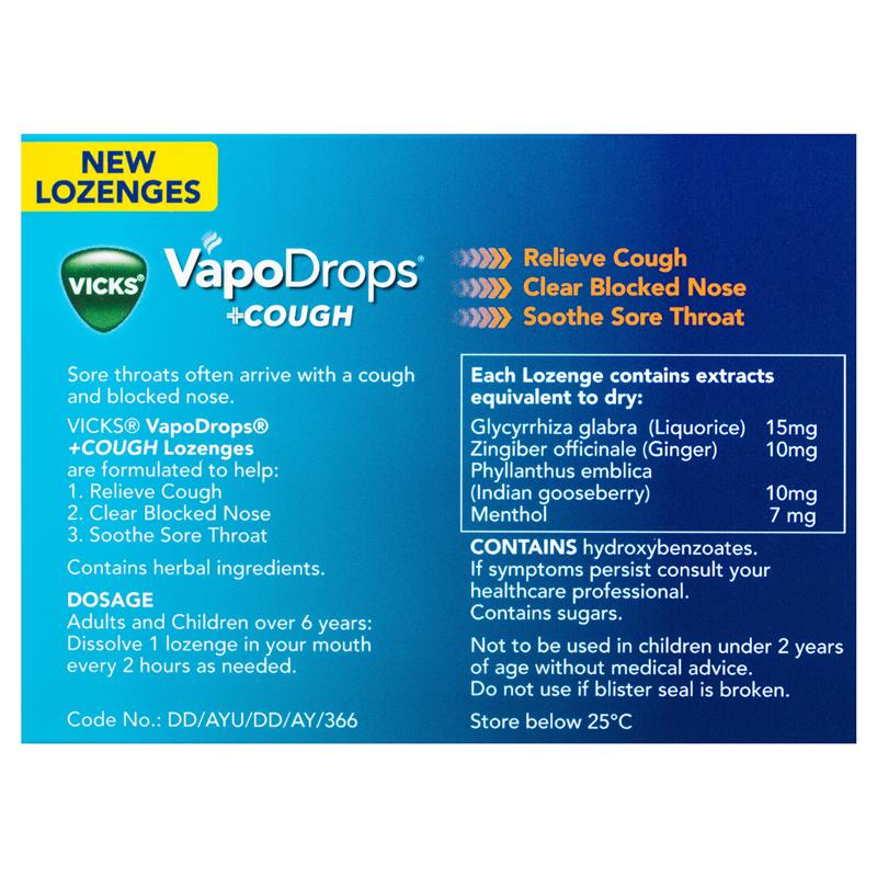 Vicks VapoDrops + Cough Orange Menthol 36 Lozenges - Cutprice Online