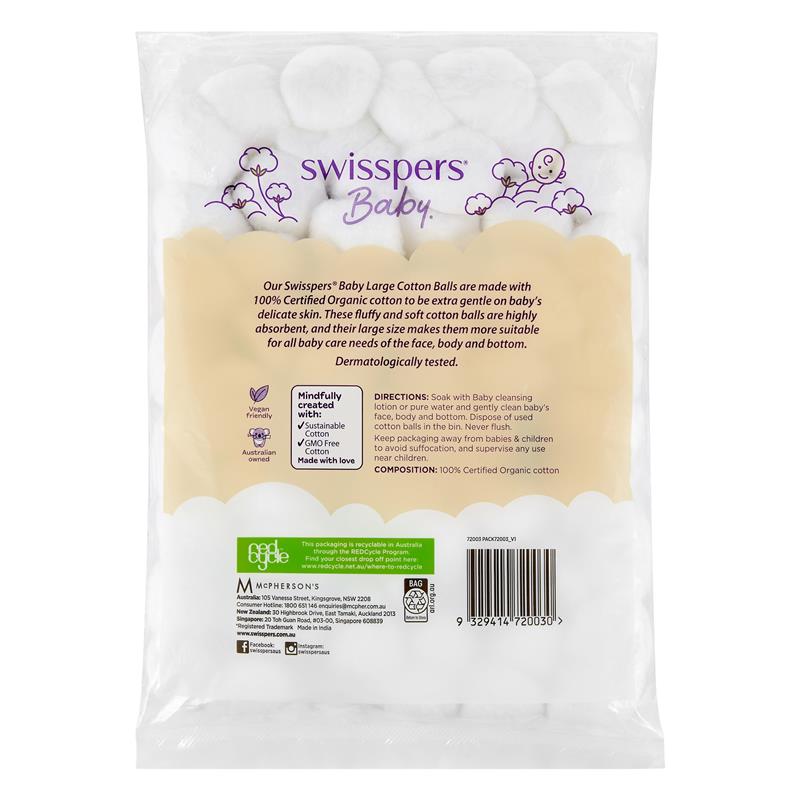 Swisspers Baby Organic Cotton Large Balls 60 - Cutprice Online