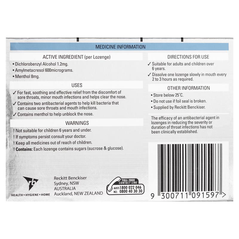 Strepsils Plus Blocked Nose Relief Throat Lozenges Menthol Eucalyptus 36PK - Cutprice Online