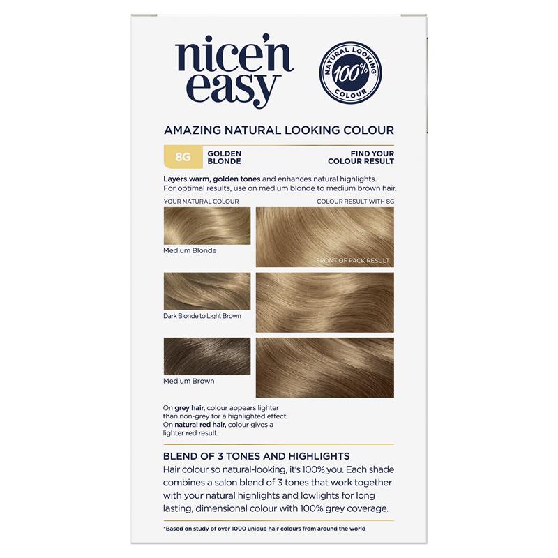 Clairol Nice & Easy 8G Natural Golden Blonde Hair Colour - Cutprice Online