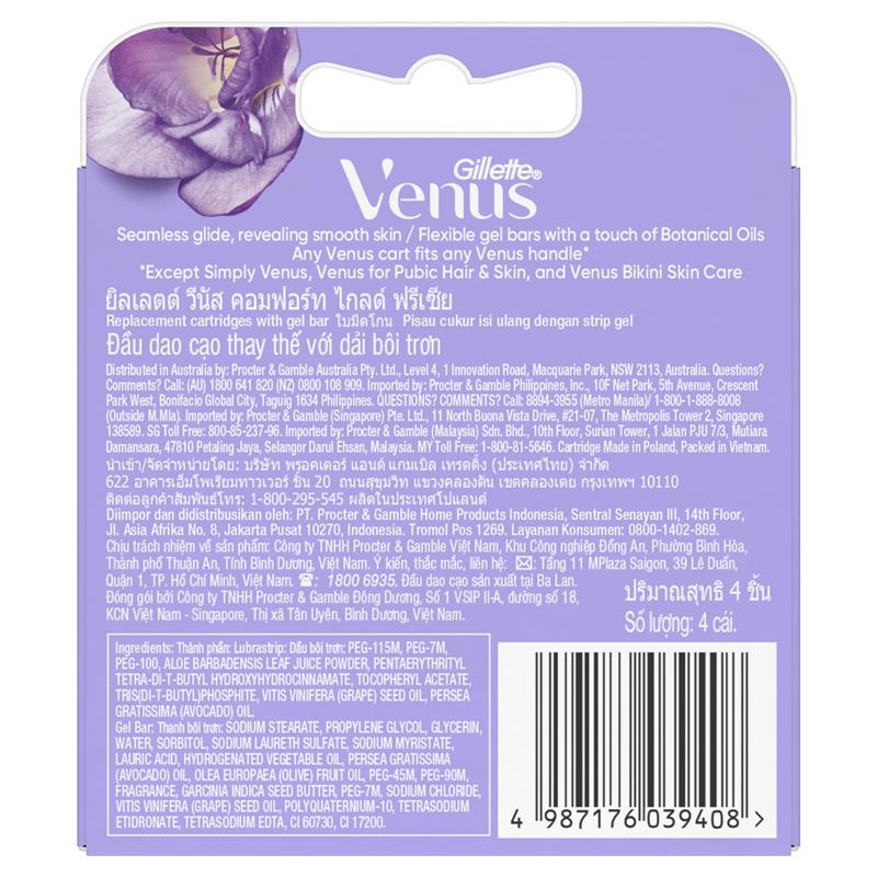 Gillette Venus Comfort Glide Freesia Blades 4 Pack - Cutprice Online