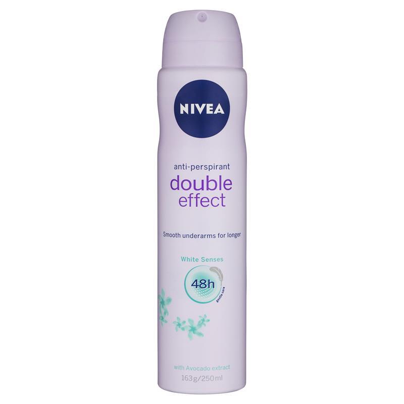Nivea for Women Deodorant Aerosol Double Effect White Senses 250ml - Cutprice Online