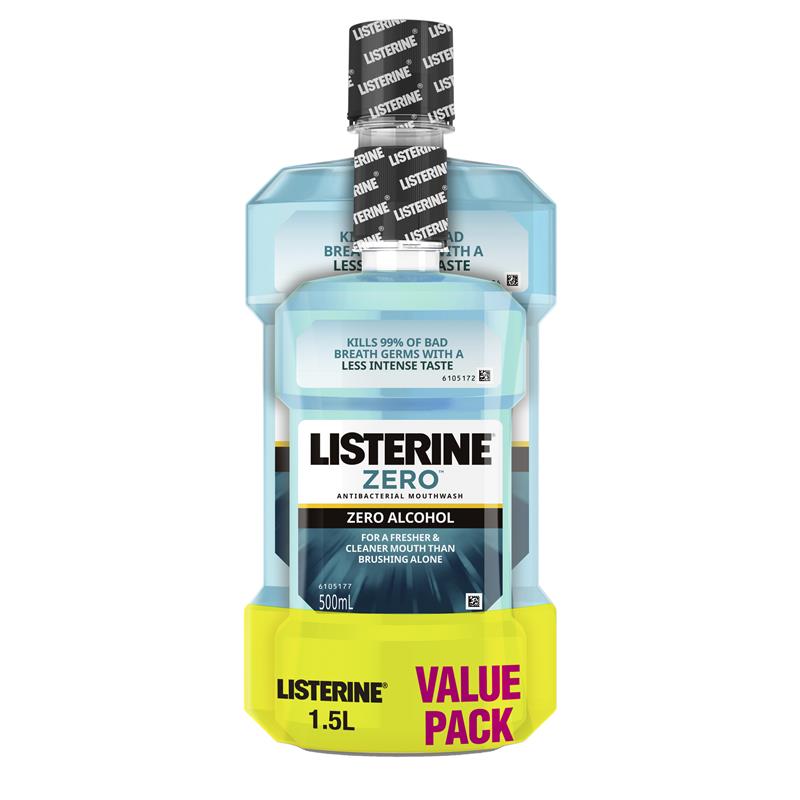 Listerine Zero Alcohol Mouthwash 1 Litre + 500ml Value Pack - Cutprice Online
