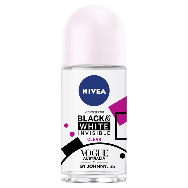 Nivea Deodorant for Women Black and White Invisible Clear Roll On 50ml - Cutprice Online