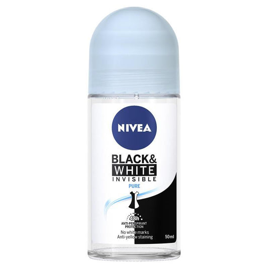 Nivea Deodorant for Women Black and White Invisible Pure Roll On 50 ml - Cutprice Online
