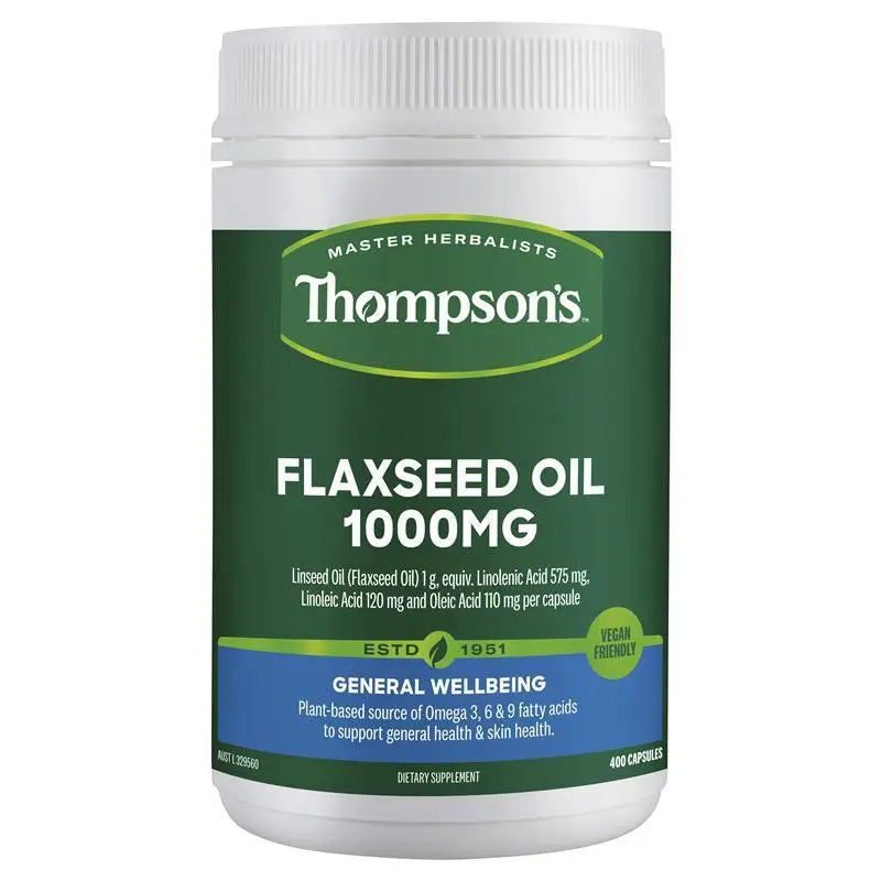 Thompsons Flaxseed Oil 1000mg 400 Capsules THOMPSON’S