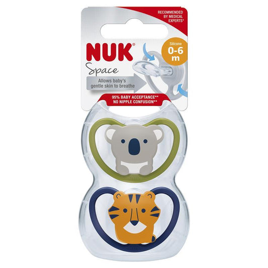 Nuk Soother Space 0-6 Months 2 Pack (Assorted Design and Colour) - Cutprice Online