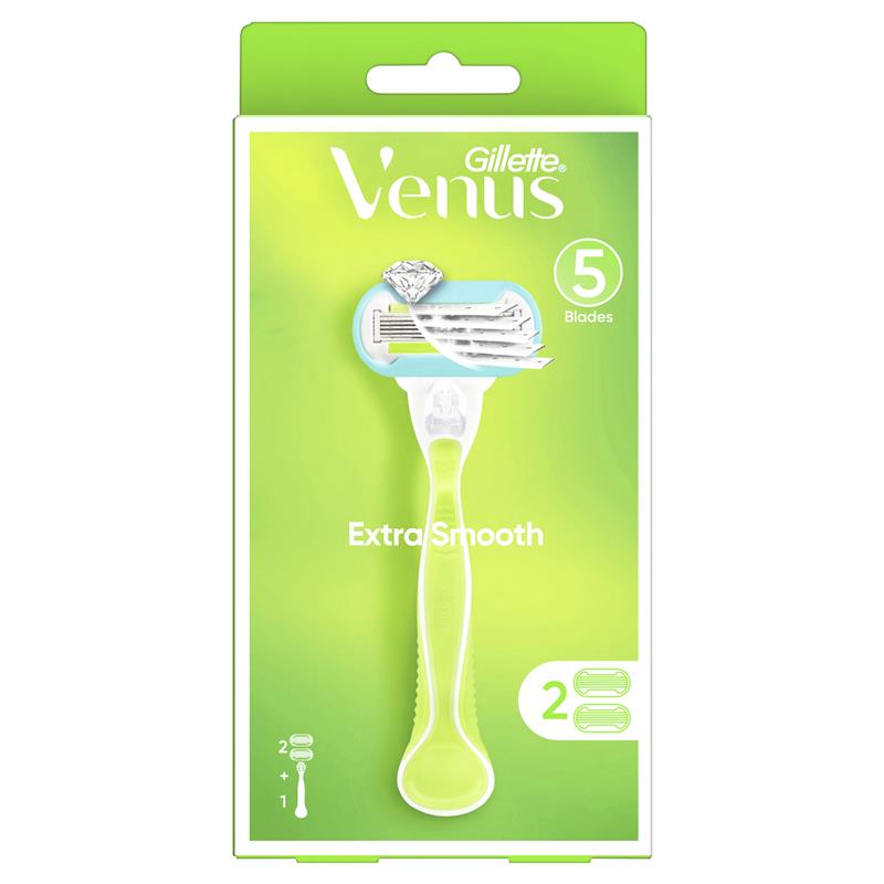 Gillette Venus Extra Smooth Razor Handle + 2 Blade Refills - Cutprice Online
