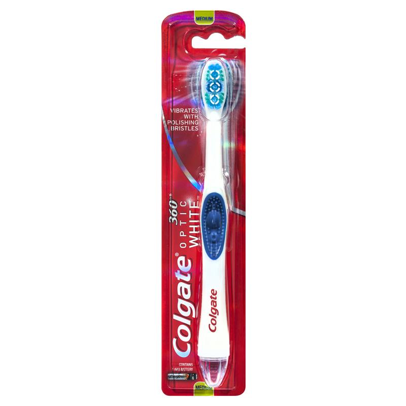 Colgate 360 Optic White Power toothbrush Medium with vibrating & polishing bristles - Cutprice Online