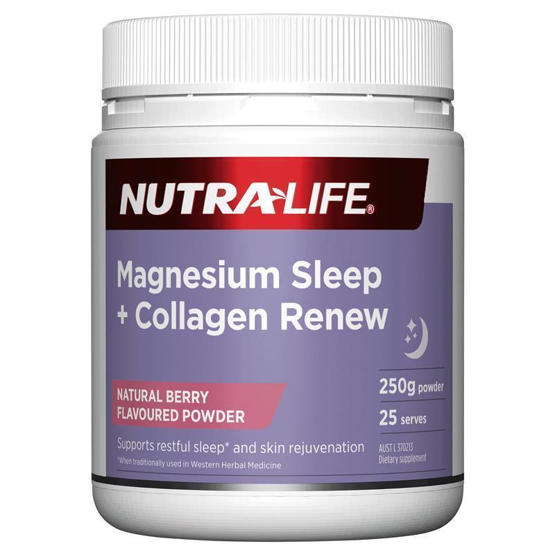 Nutra-Life Magnesium Sleep + Collagen Renew Berry Flavoured Powder 250g NUTRA-LIFE